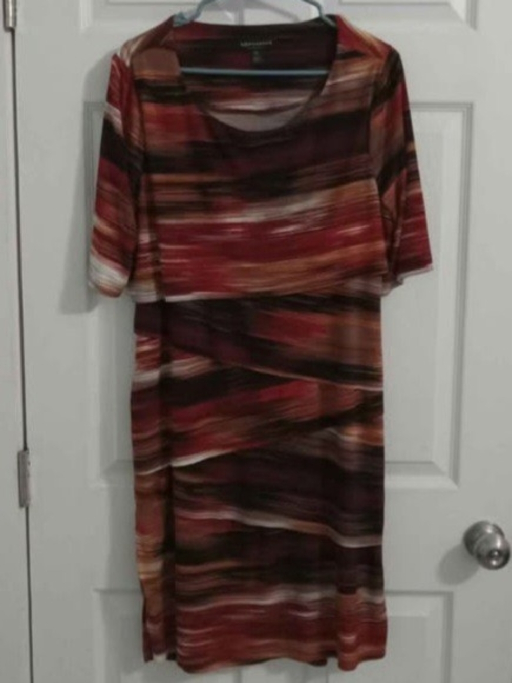 Connected apparel Multicolored Striped Dress - Red, Brown, Black